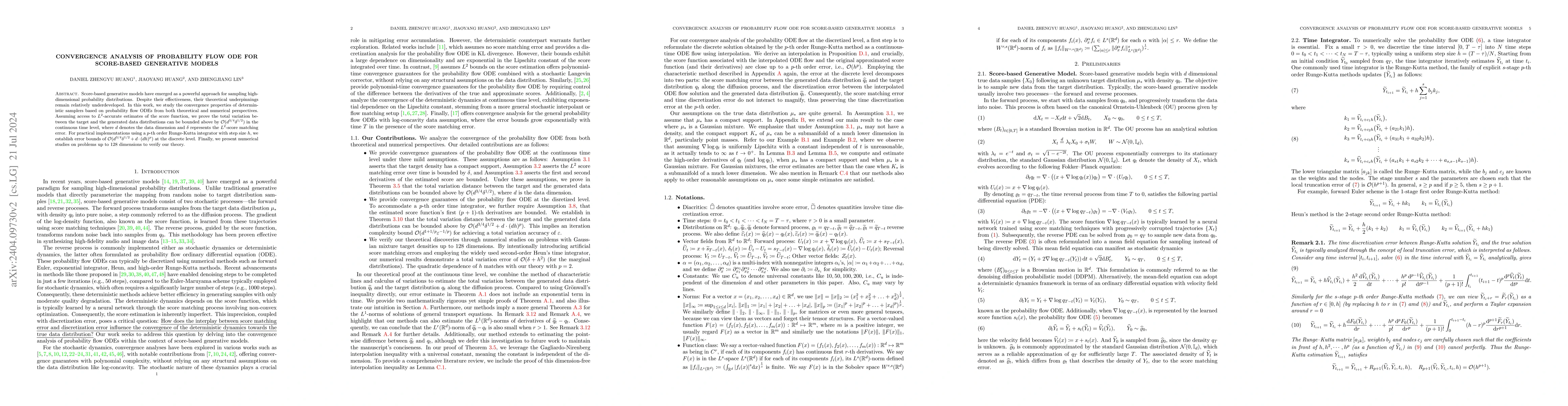Thumbnail for Convergence Analysis of Probability Flow ODE for Score-based Generative
  Models
