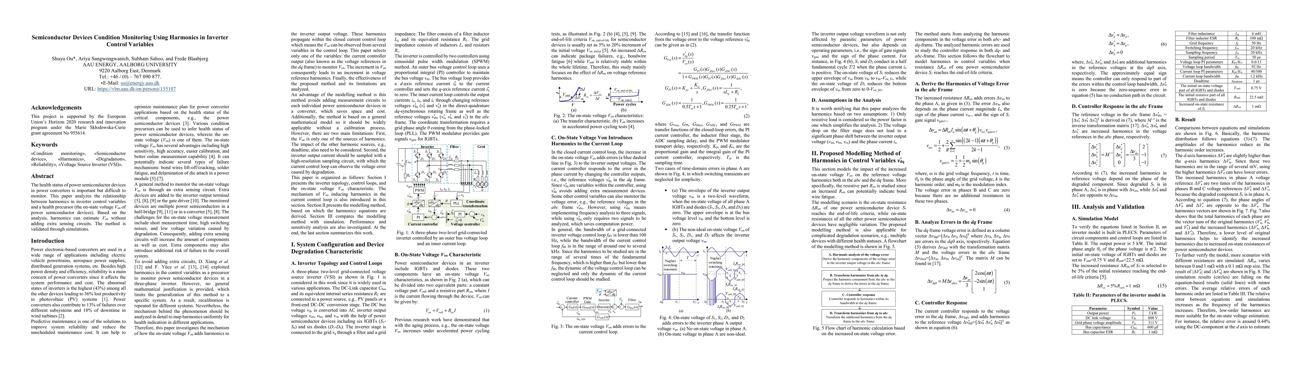 Thumbnail for Semiconductor Devices Condition Monitoring Using Harmonics in Inverter
  Control Variables