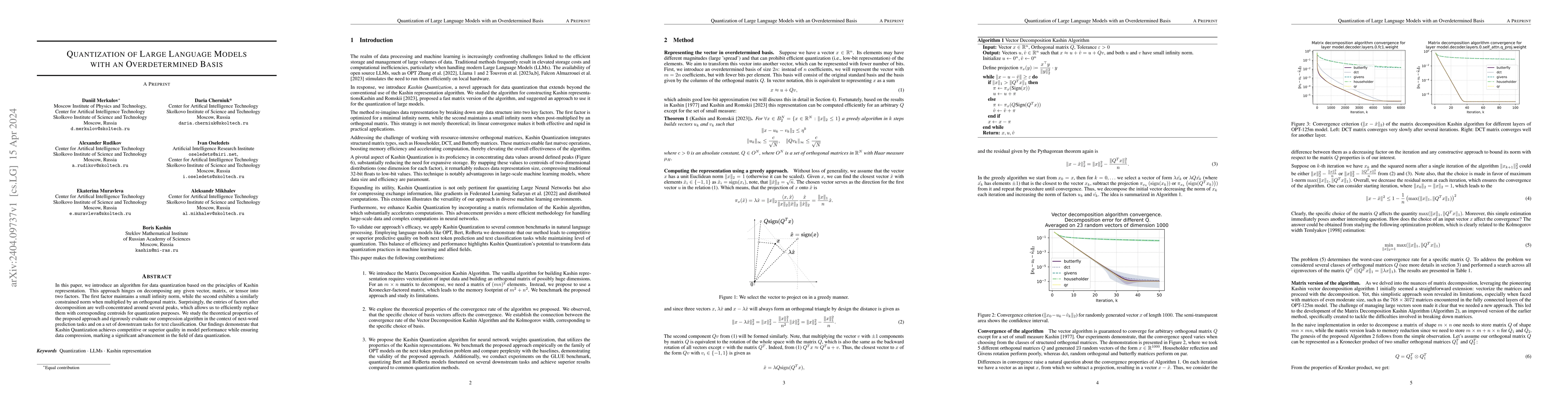 Thumbnail for Quantization of Large Language Models with an Overdetermined Basis