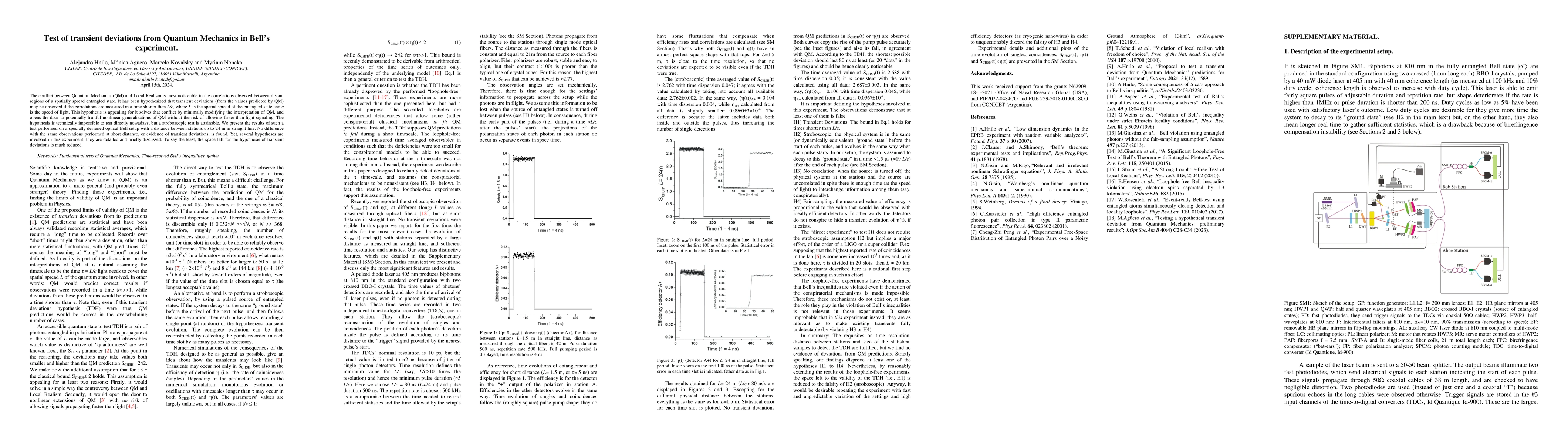 Thumbnail for Test of transient deviations from Quantum Mechanics in Bell's experiment