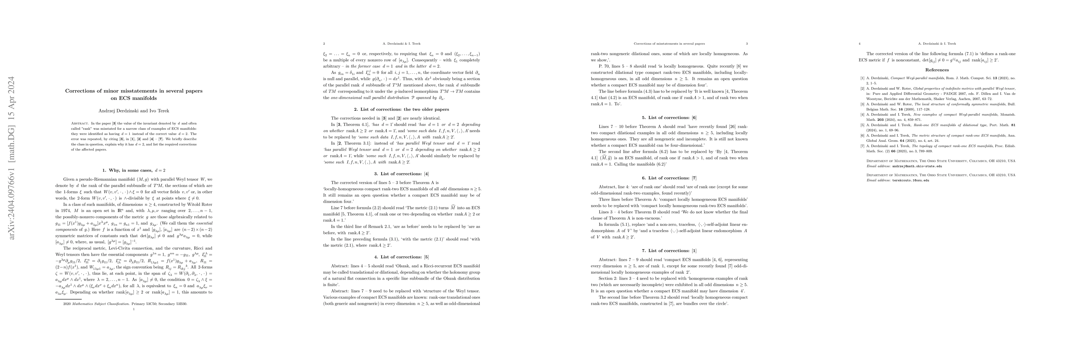 Thumbnail for Corrections of minor misstatements in several papers on ECS manifolds