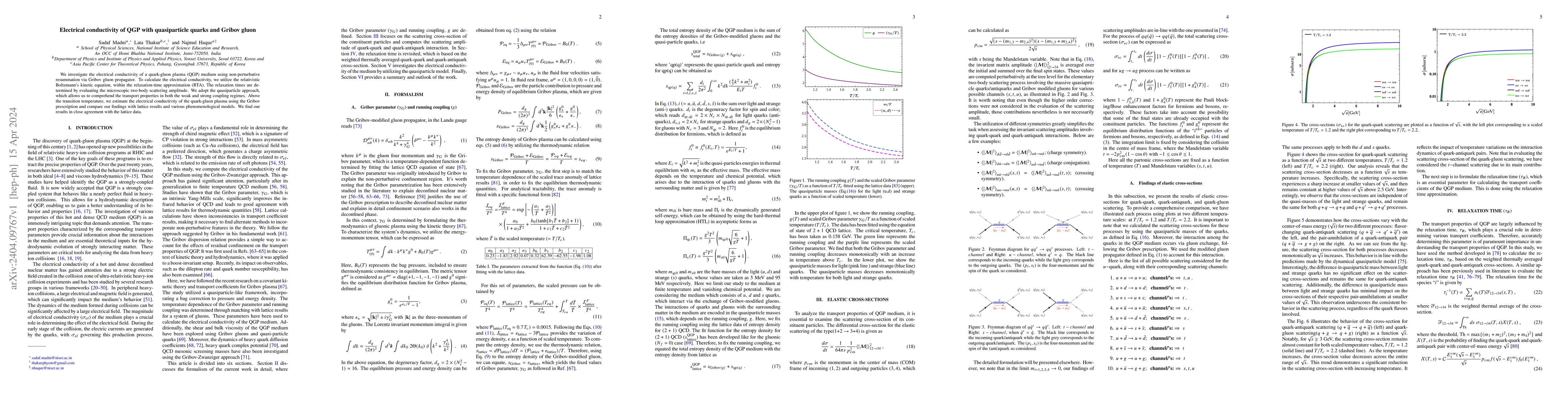 Thumbnail for Electrical conductivity of QGP with quasiparticle quarks and Gribov
  gluon