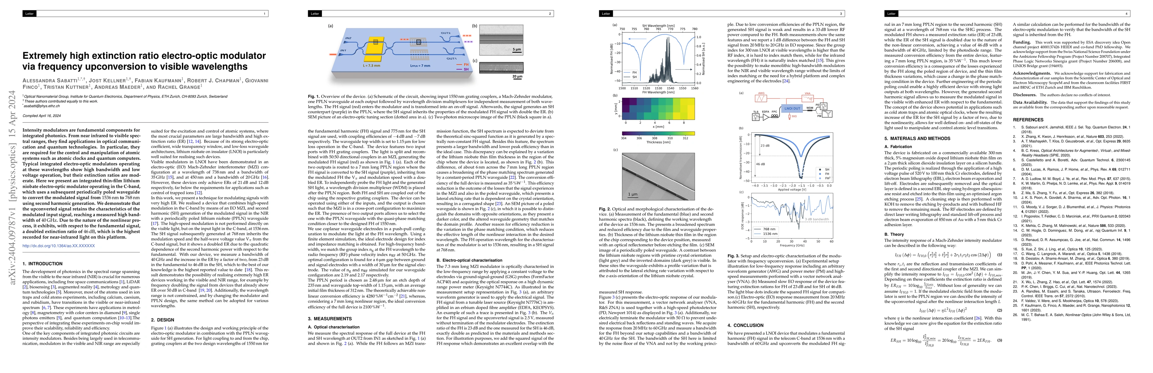 Thumbnail for Extremely high extinction ratio electro-optic modulator via frequency
  upconversion to visible wavelengths