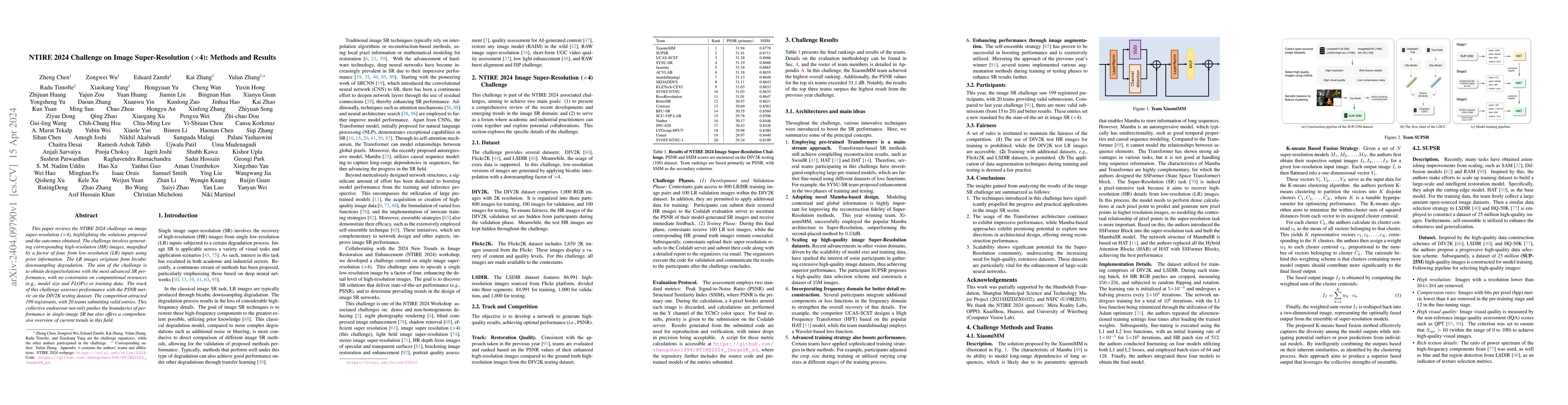 Thumbnail for NTIRE 2024 Challenge on Image Super-Resolution ($\times$4): Methods and
  Results