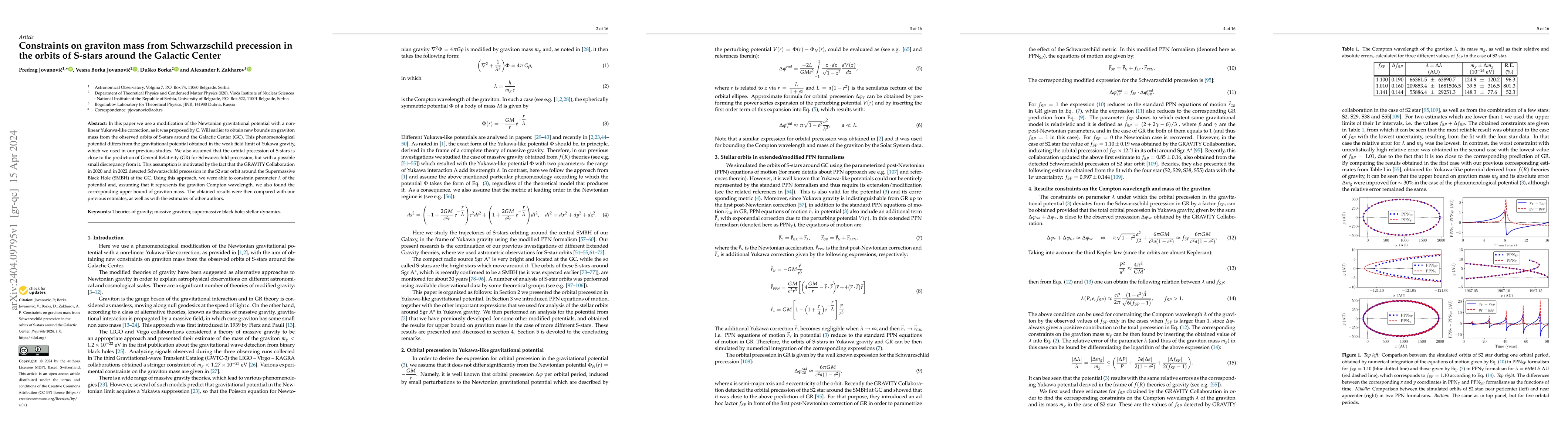 Thumbnail for Constraints on graviton mass from Schwarzschild precession in the orbits
  of S-stars around the Galactic Center