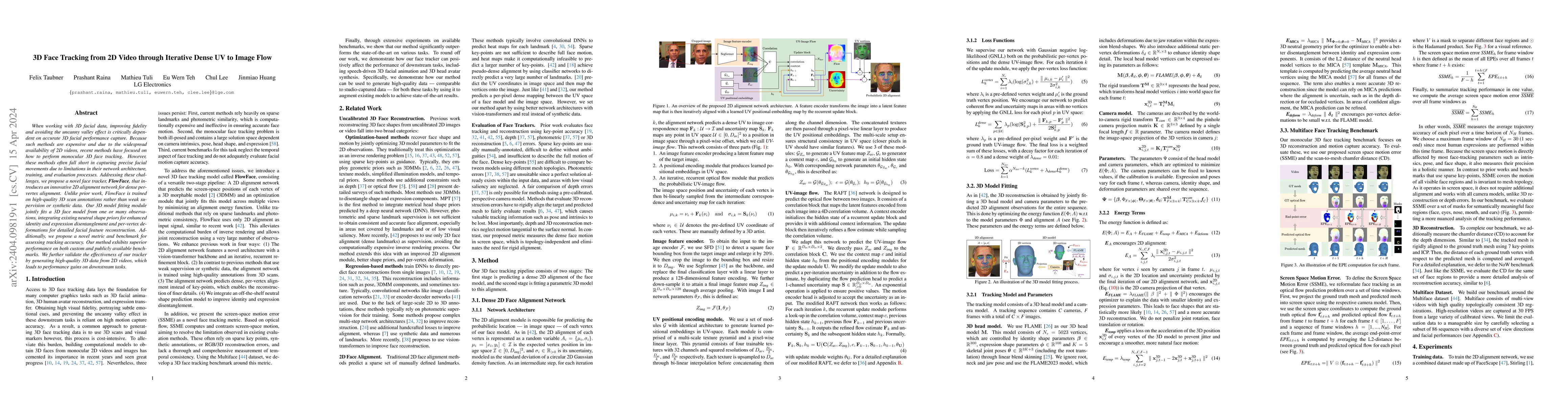 Thumbnail for 3D Face Tracking from 2D Video through Iterative Dense UV to Image Flow