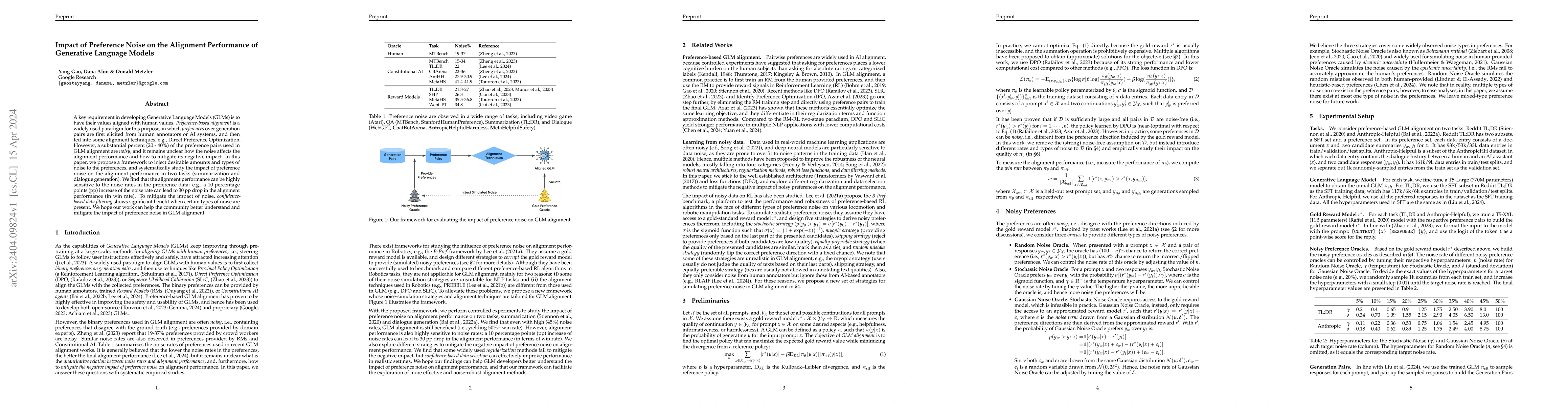 Thumbnail for Impact of Preference Noise on the Alignment Performance of Generative
  Language Models
