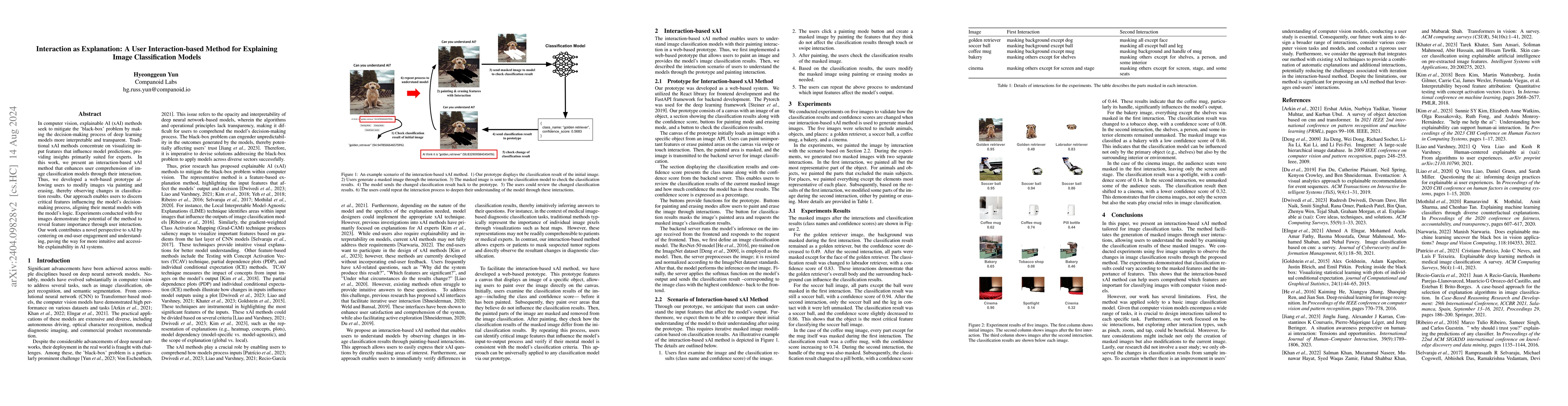 Thumbnail for Interaction as Explanation: A User Interaction-based Method for
  Explaining Image Classification Models