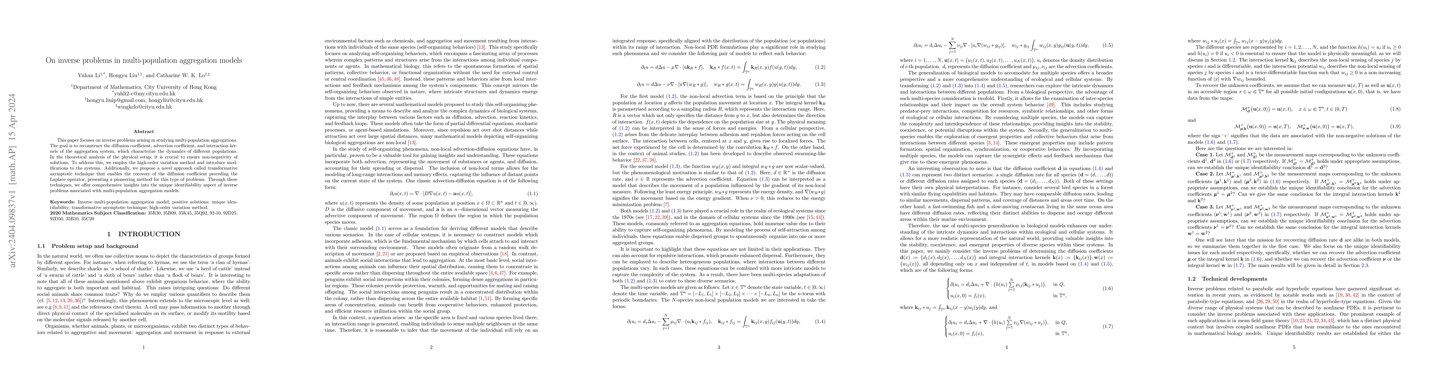 Thumbnail for On inverse problems in multi-population aggregation models