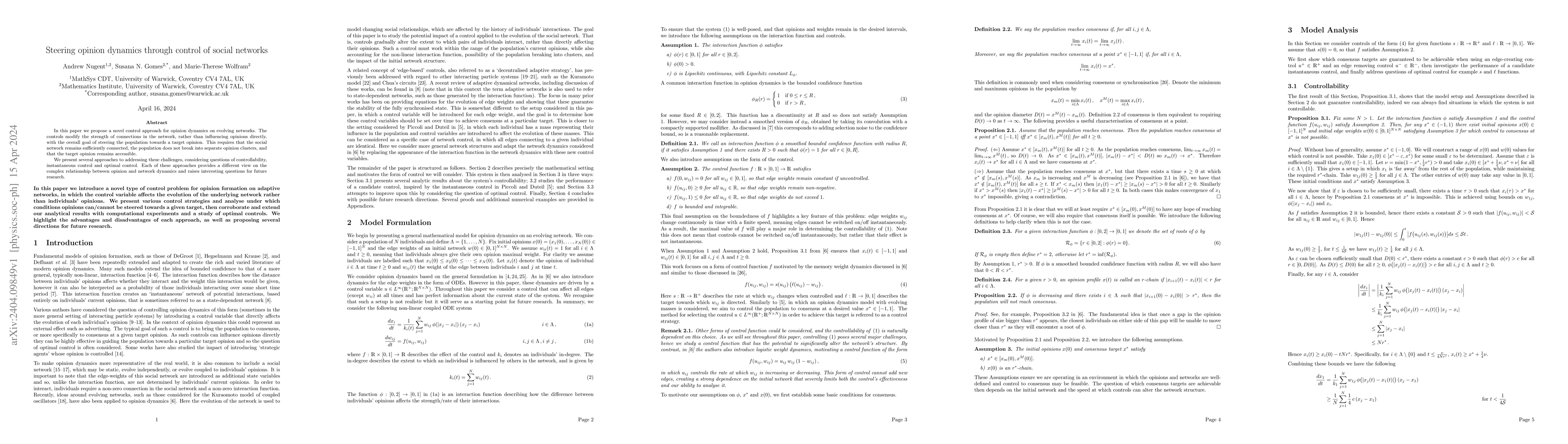 Thumbnail for Steering opinion dynamics through control of social networks