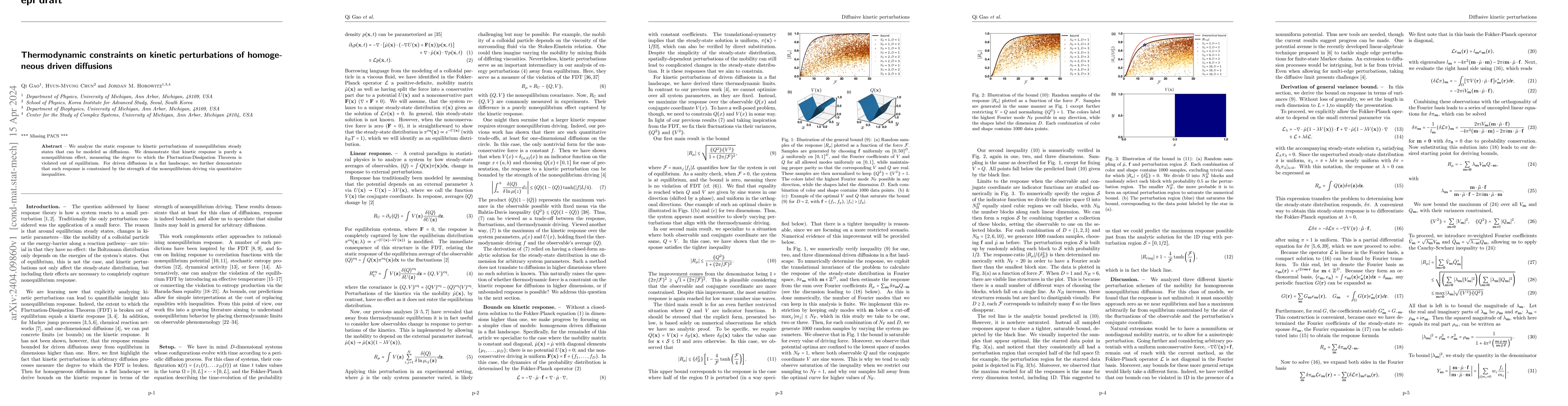 Thumbnail for Thermodynamic constraints on kinetic perturbations of homogeneous driven
  diffusions