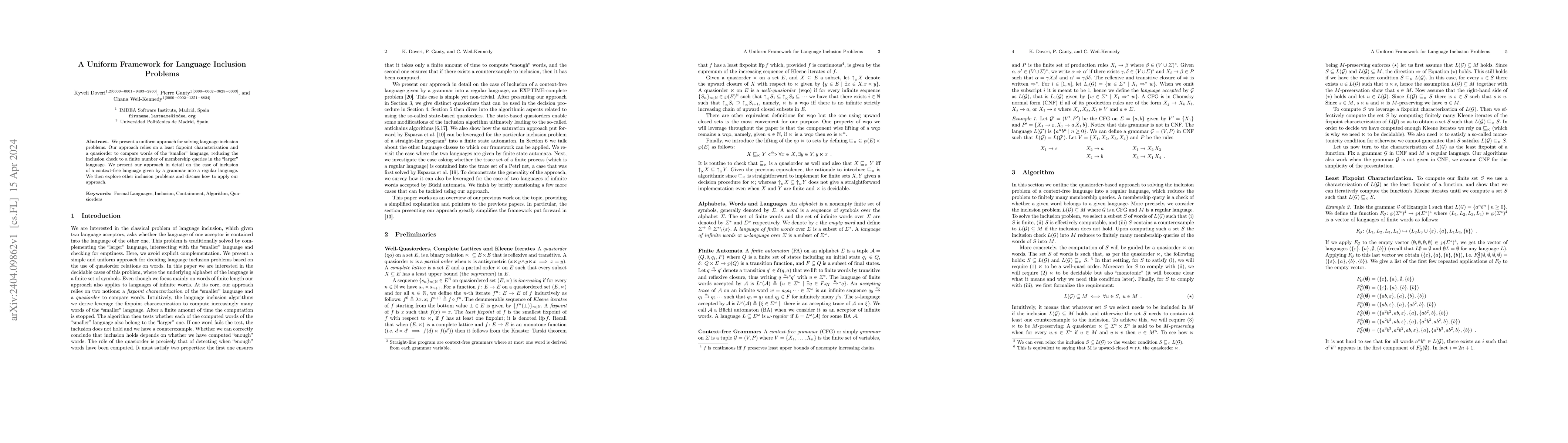 Thumbnail for A Uniform Framework for Language Inclusion Problems