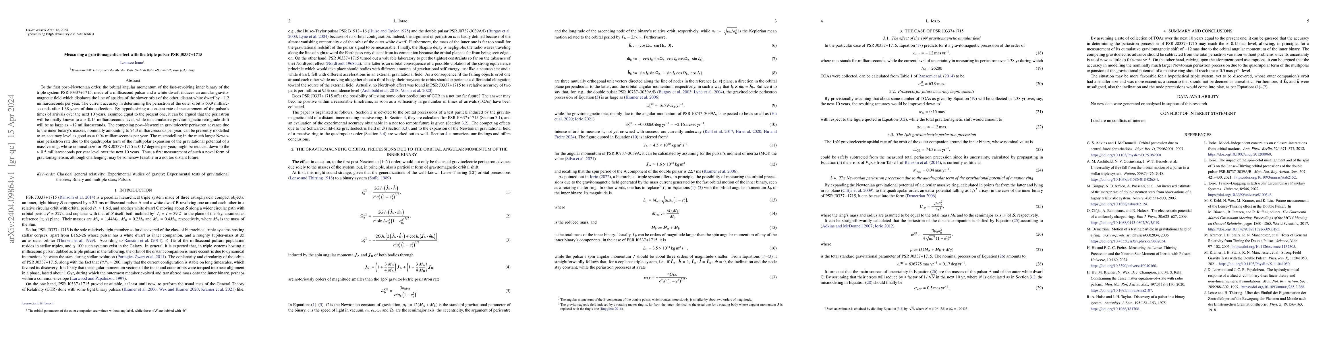 Thumbnail for Measuring a gravitomagentic effect with the triple pulsar PSR J0337+1715