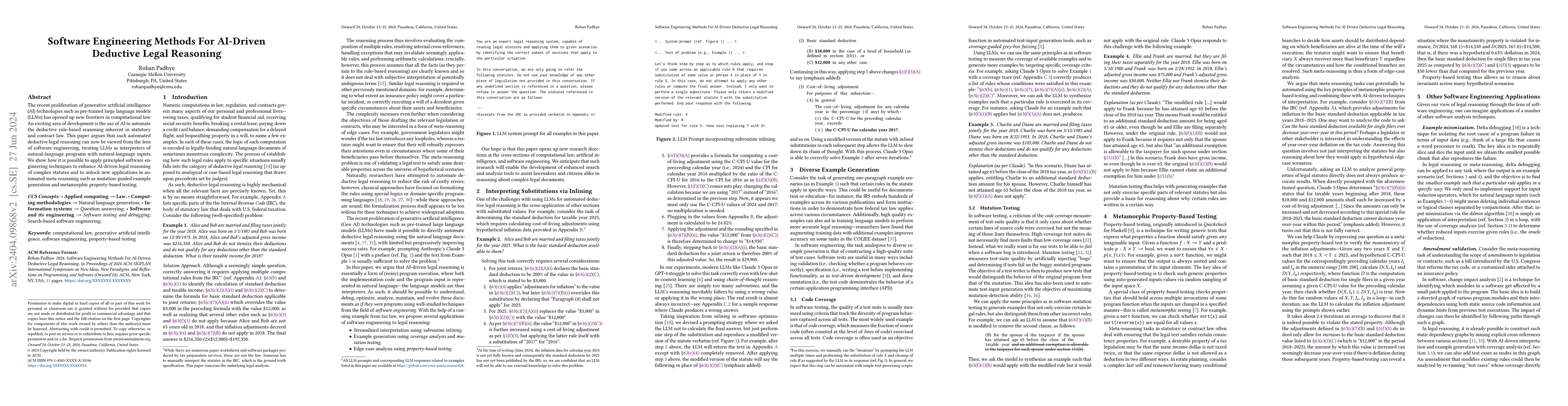 Thumbnail for Software Engineering Methods For AI-Driven Deductive Legal Reasoning