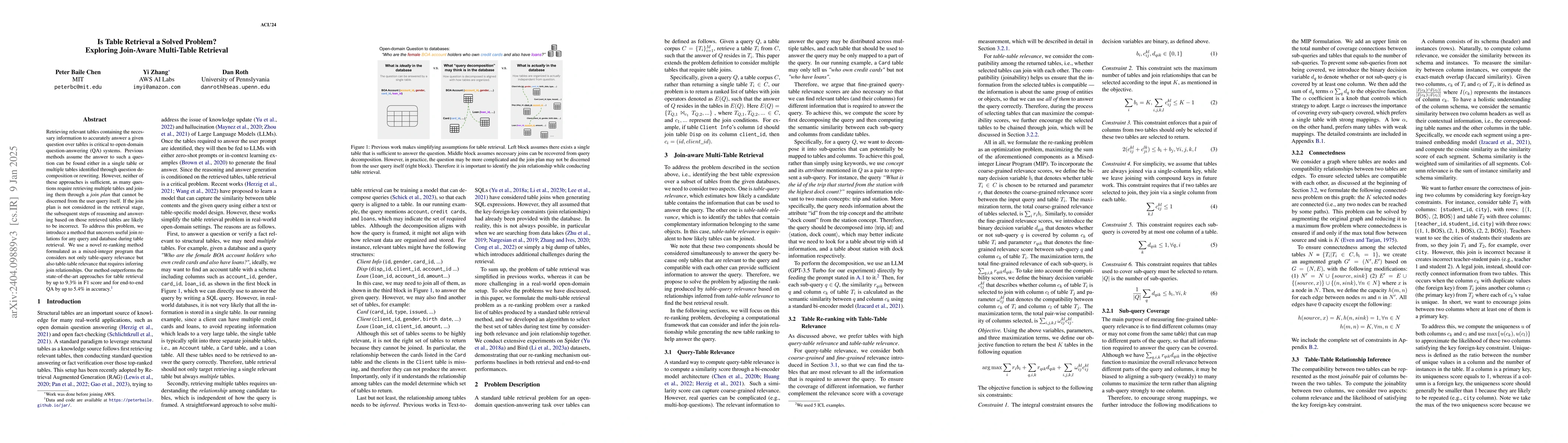 Thumbnail for Is Table Retrieval a Solved Problem? Exploring Join-Aware Multi-Table
  Retrieval