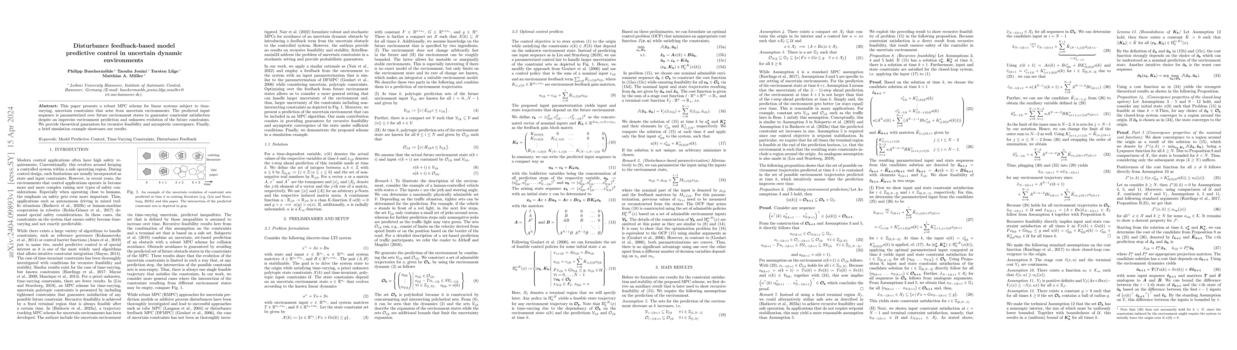 Thumbnail for Disturbance feedback-based model predictive control in uncertain dynamic
  environments