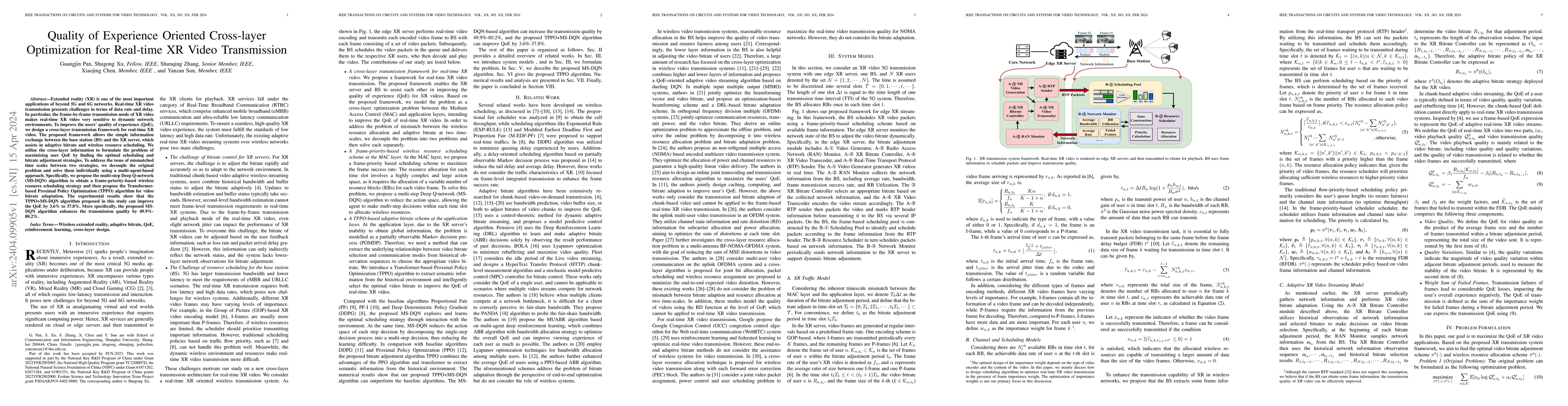 Thumbnail for Quality of Experience Oriented Cross-layer Optimization for Real-time XR
  Video Transmission