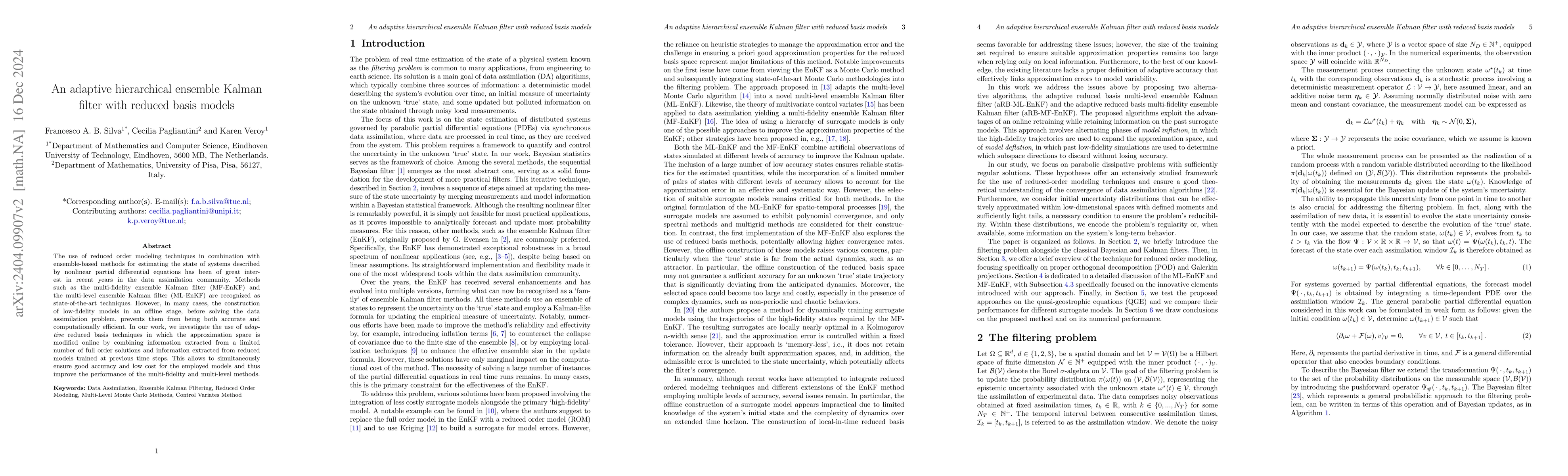 Thumbnail for An adaptive hierarchical ensemble Kalman filter with reduced basis
  models