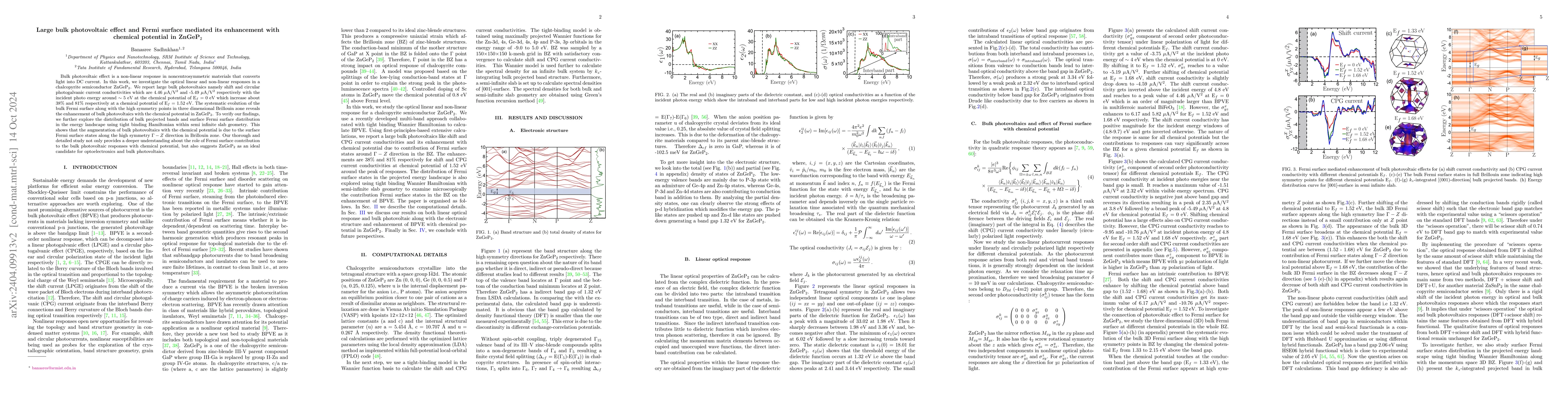 Thumbnail for Fermi surface mediated enhancement of bulk photovoltaic effects in
  ZnGeP$_2$