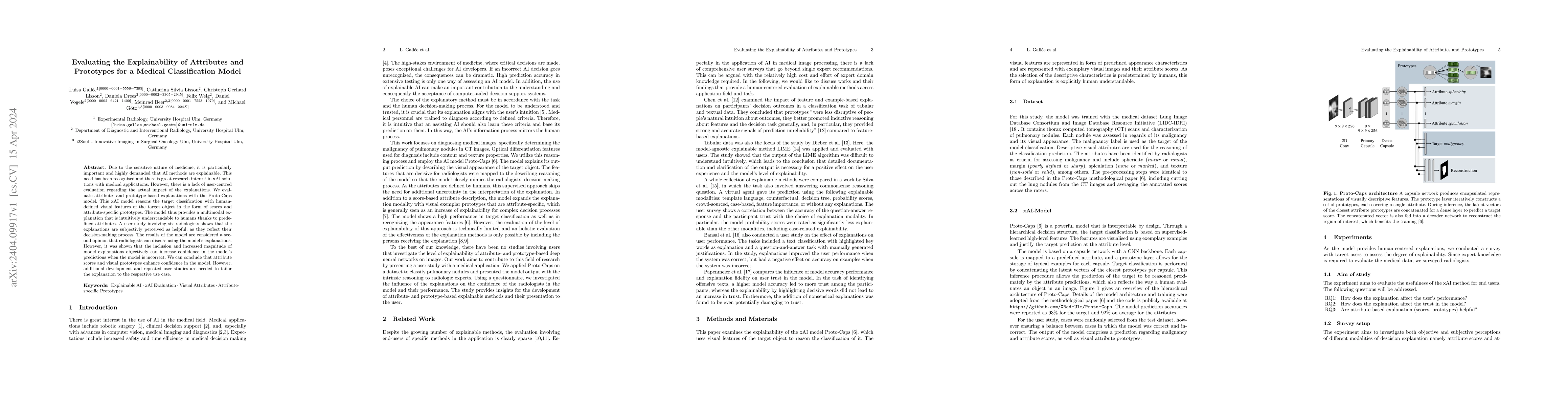 Thumbnail for Evaluating the Explainability of Attributes and Prototypes for a Medical
  Classification Model