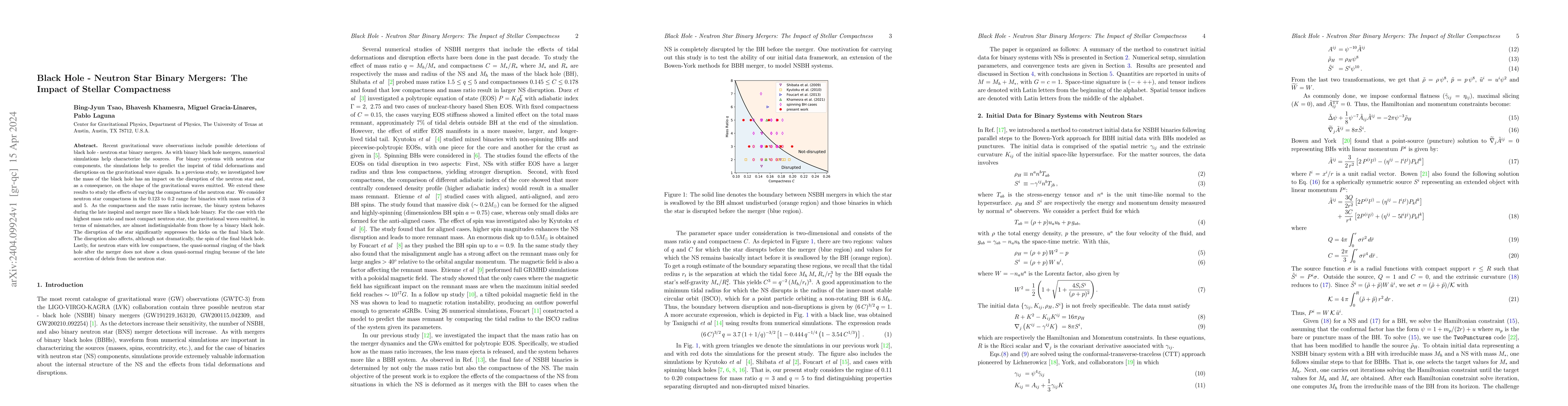 Thumbnail for Black Hole - Neutron Star Binary Mergers: The Impact of Stellar
  Compactness