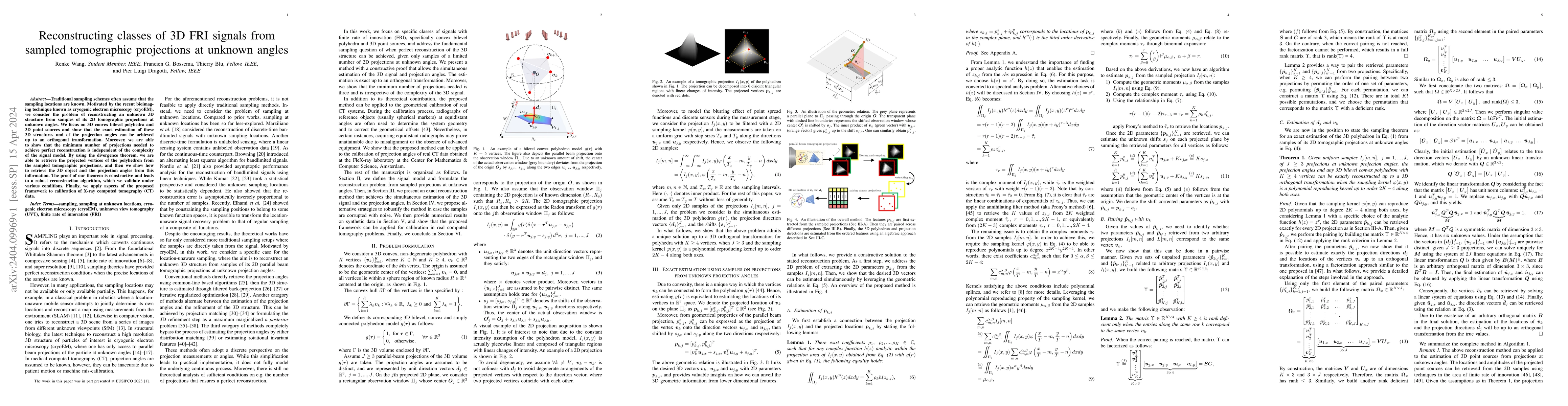 Thumbnail for Reconstructing classes of 3D FRI signals from sampled tomographic
  projections at unknown angles