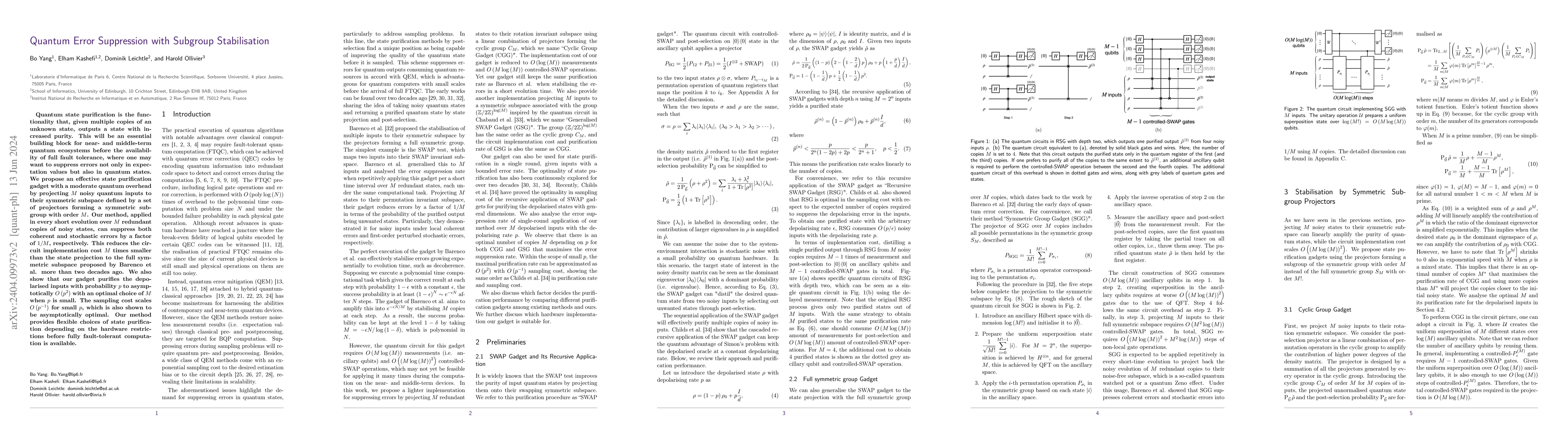 Thumbnail for Quantum Error Suppression with Subgroup Stabilisation