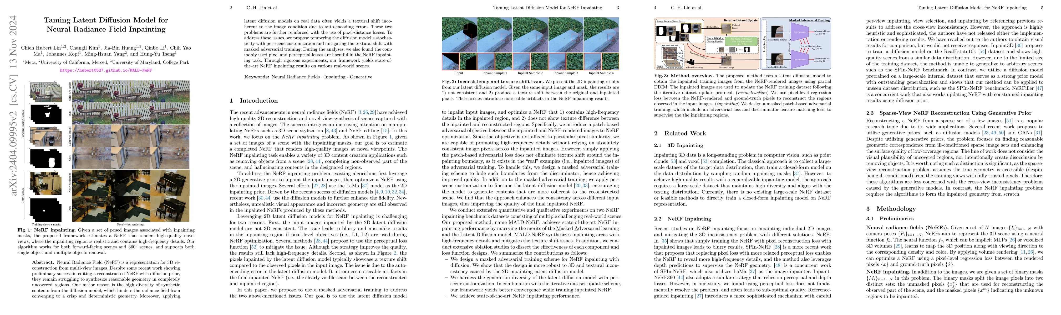 Thumbnail for Taming Latent Diffusion Model for Neural Radiance Field Inpainting