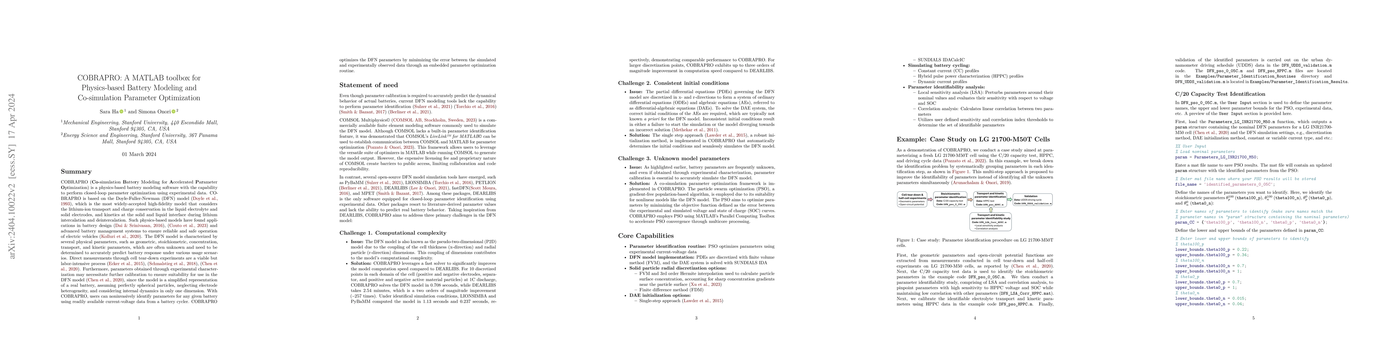 Thumbnail for COBRAPRO: A MATLAB toolbox for Physics-based Battery Modeling and
  Co-simulation Parameter Optimization