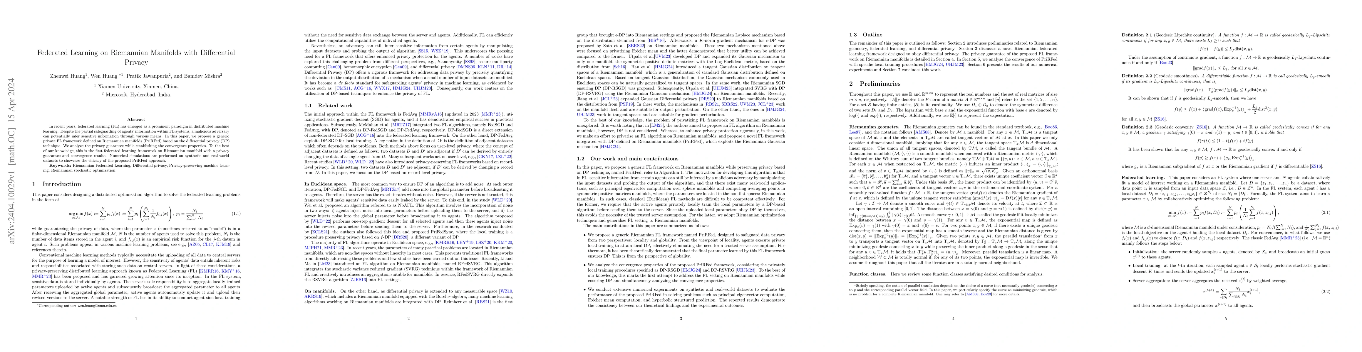 Thumbnail for Federated Learning on Riemannian Manifolds with Differential Privacy