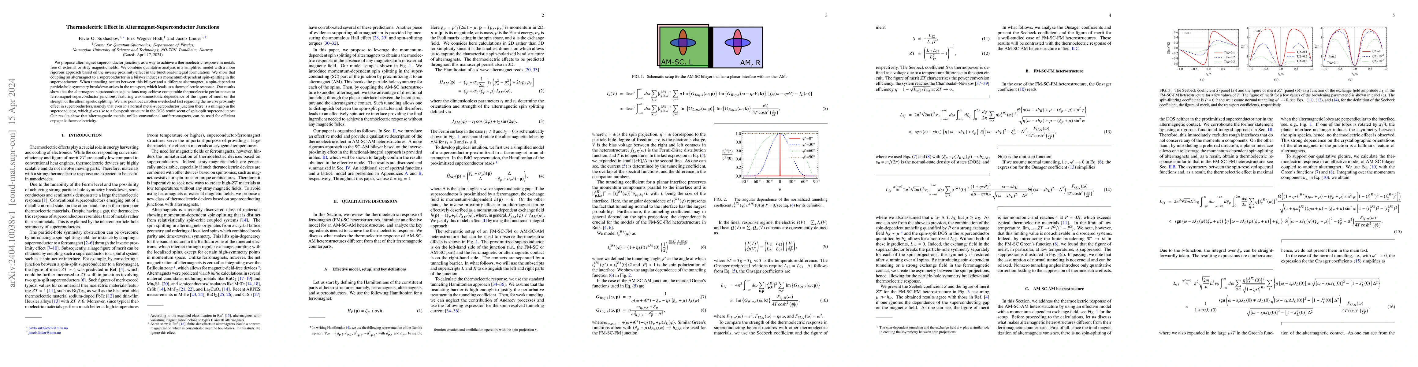 Thumbnail for Thermoelectric Effect in Altermagnet-Superconductor Junctions