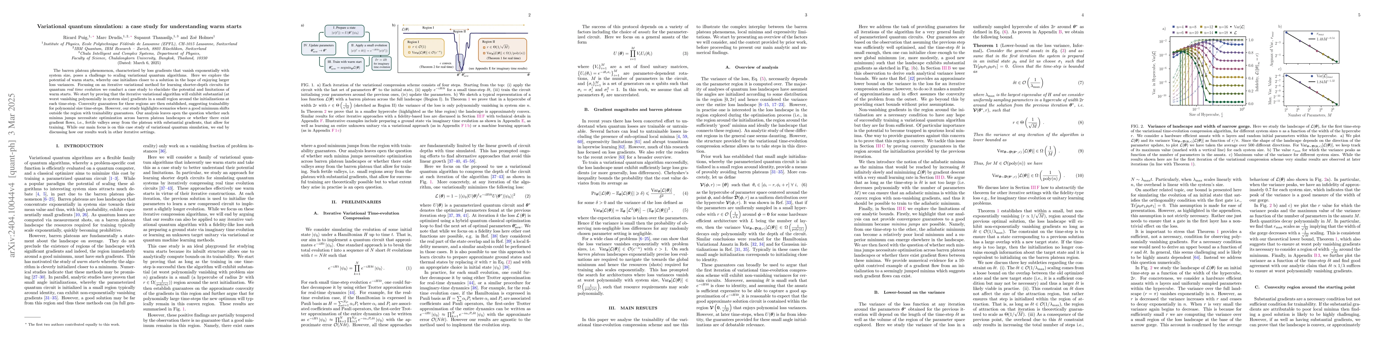 Thumbnail for Variational quantum simulation: a case study for understanding warm
  starts