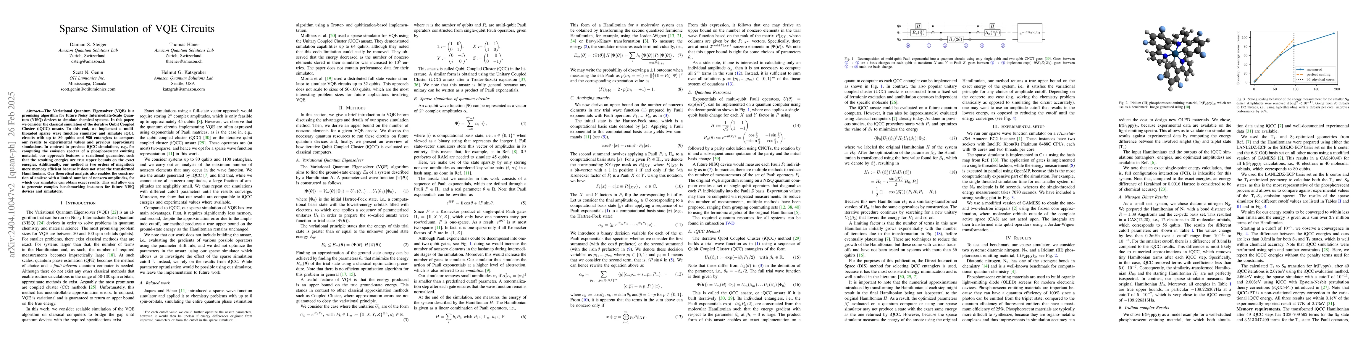 Thumbnail for Sparse Simulation of VQE Circuits for Quantum Chemistry
