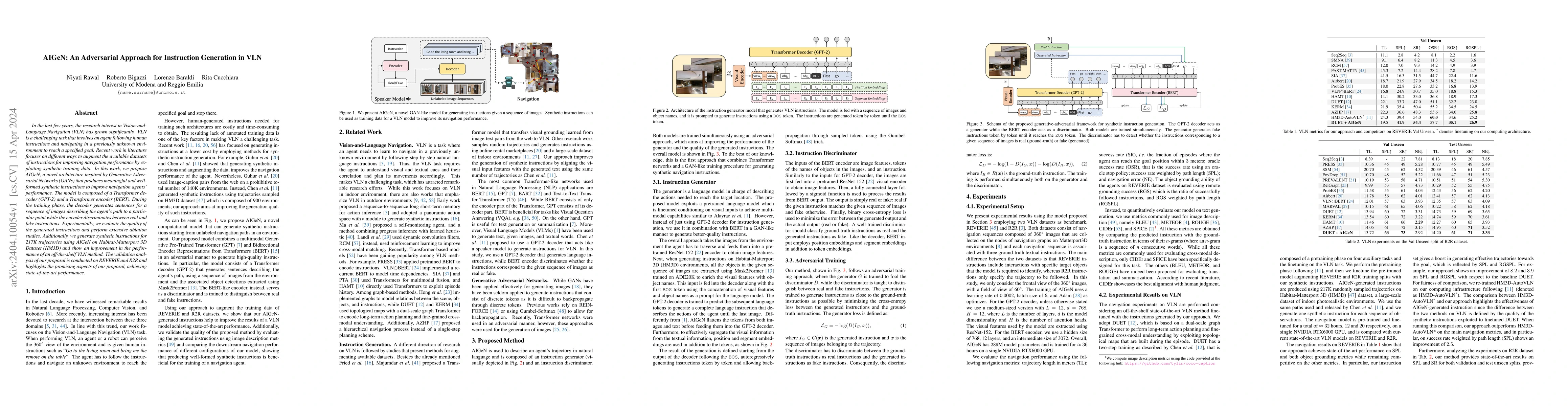Thumbnail for AIGeN: An Adversarial Approach for Instruction Generation in VLN