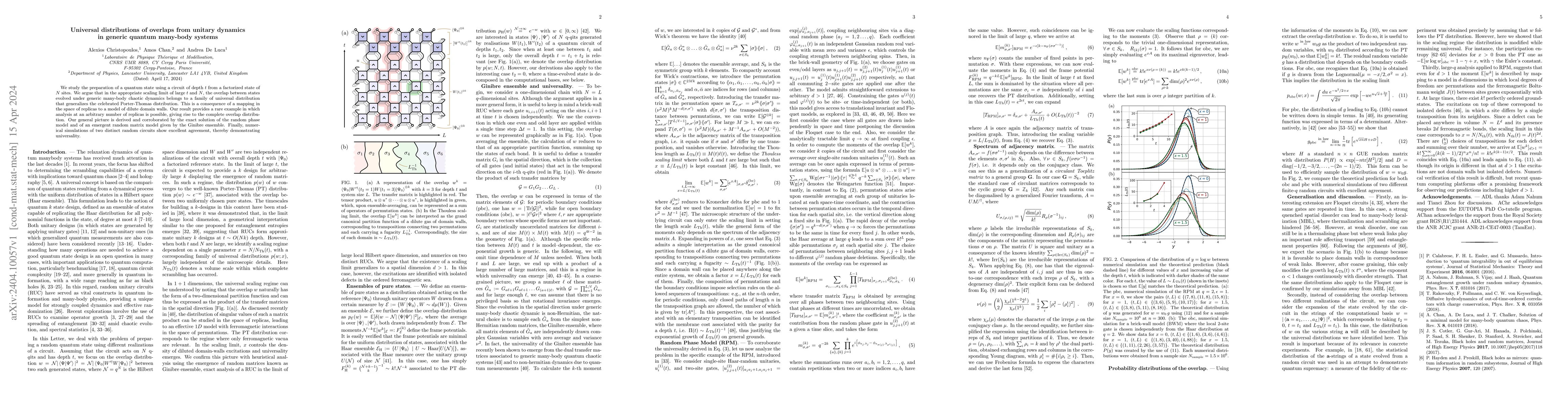 Thumbnail for Universal distributions of overlaps from unitary dynamics in generic
  quantum many-body systems