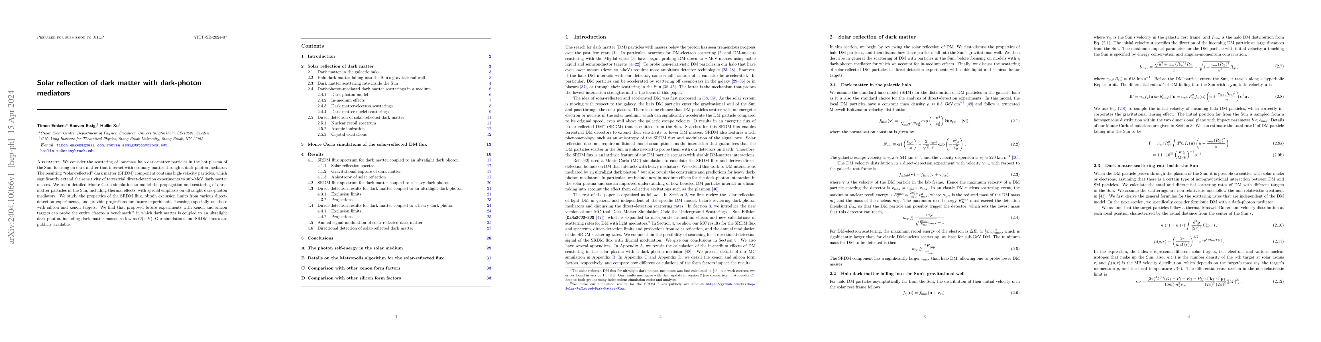 Thumbnail for Solar reflection of dark matter with dark-photon mediators