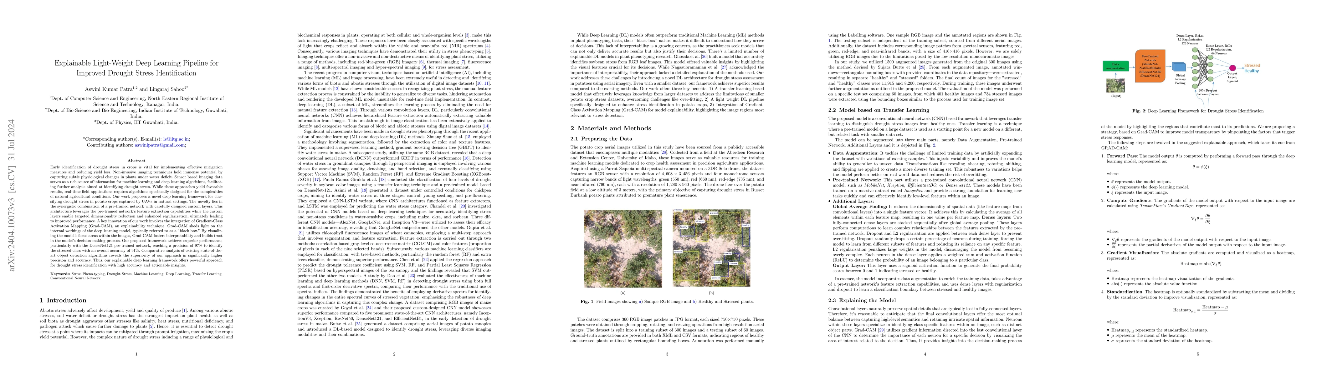 Thumbnail for Explainable Light-Weight Deep Learning Pipeline for Improved Drought
  Stress Identification