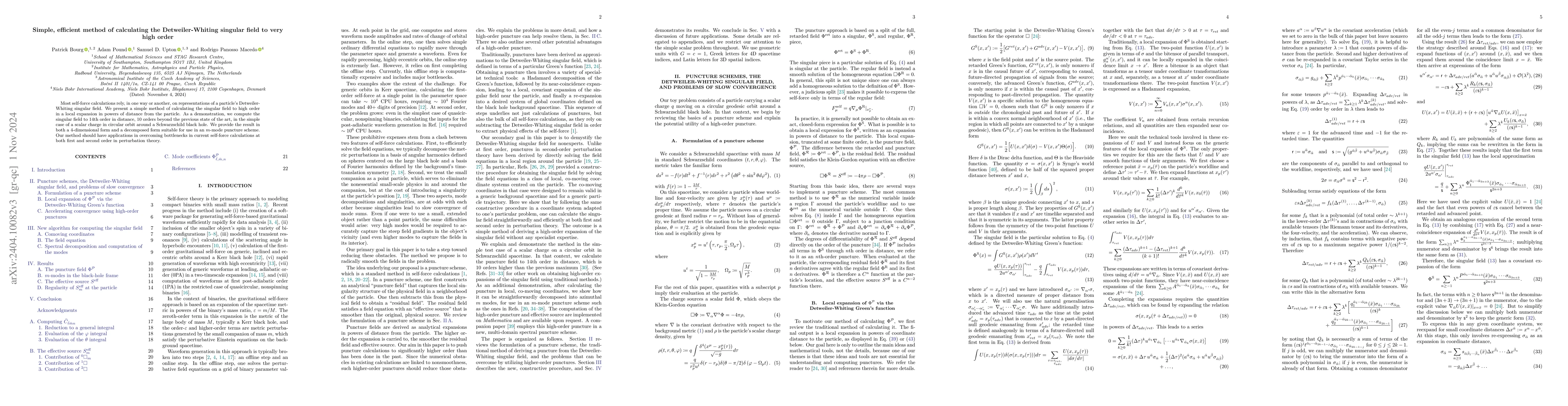 Thumbnail for Simple, efficient method of calculating the Detweiler-Whiting singular
  field to very high order