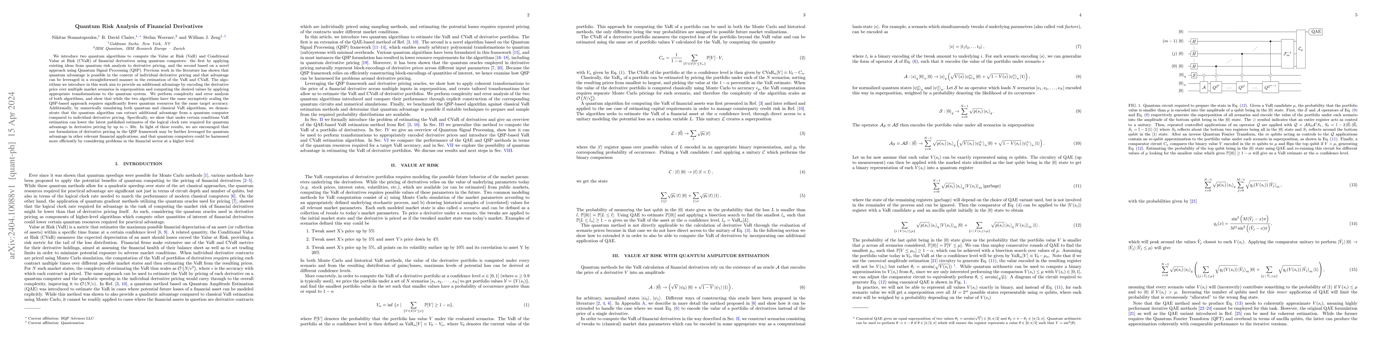Thumbnail for Quantum Risk Analysis of Financial Derivatives