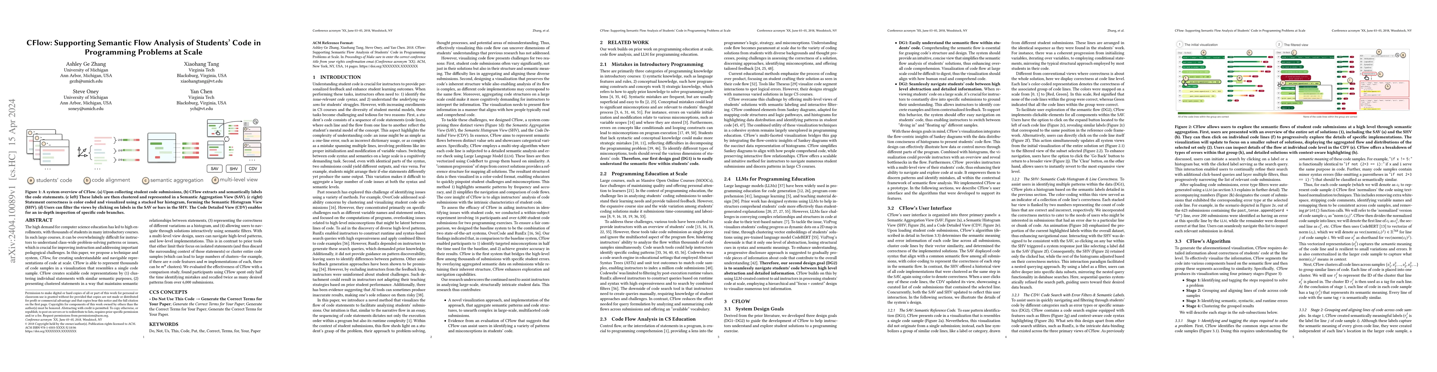 Thumbnail for CFlow: Supporting Semantic Flow Analysis of Students' Code in
  Programming Problems at Scale