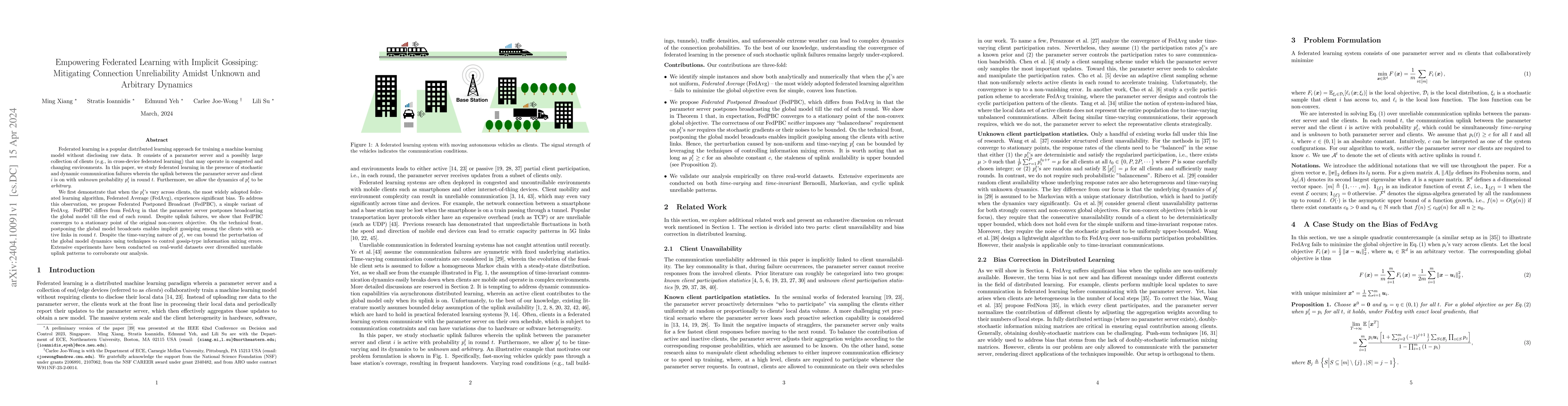Thumbnail for Empowering Federated Learning with Implicit Gossiping: Mitigating
  Connection Unreliability Amidst Unknown and Arbitrary Dynamics
