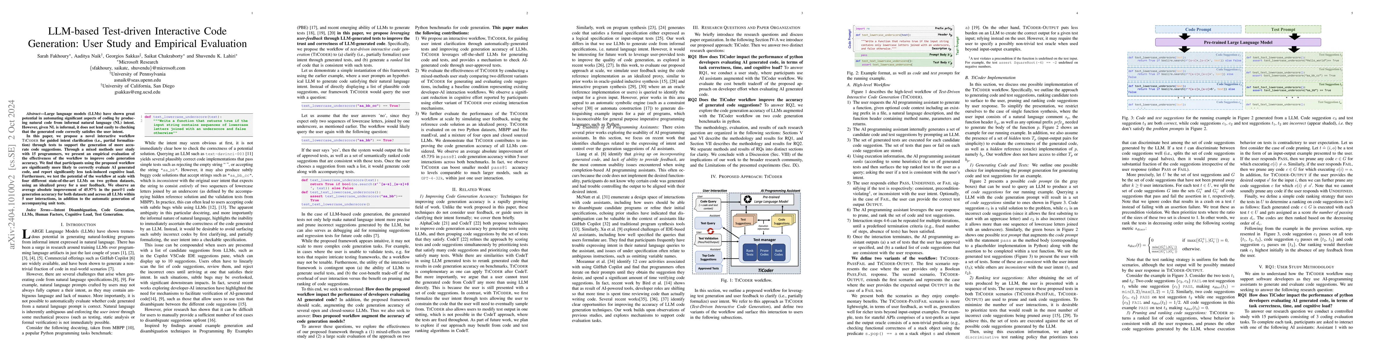 Thumbnail for LLM-based Test-driven Interactive Code Generation: User Study and
  Empirical Evaluation