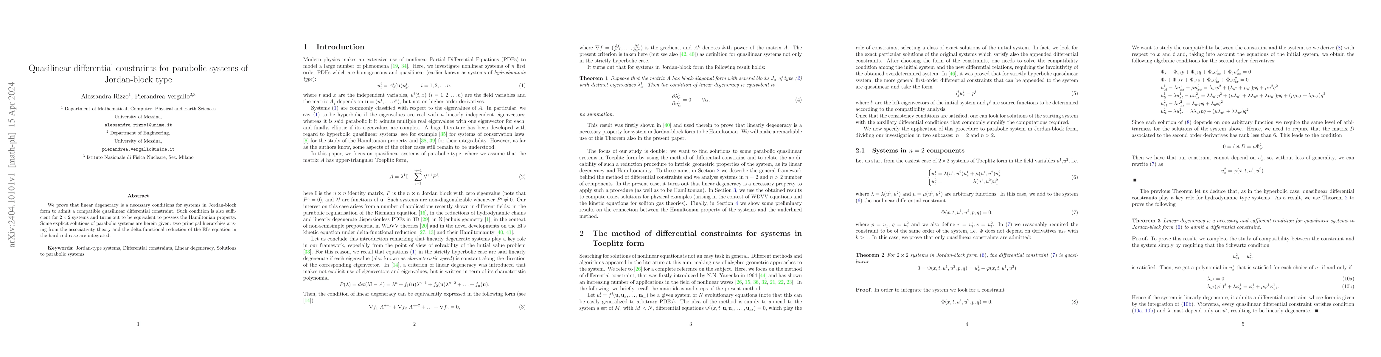 Thumbnail for Quasilinear differential constraints for parabolic systems of
  Jordan-block type