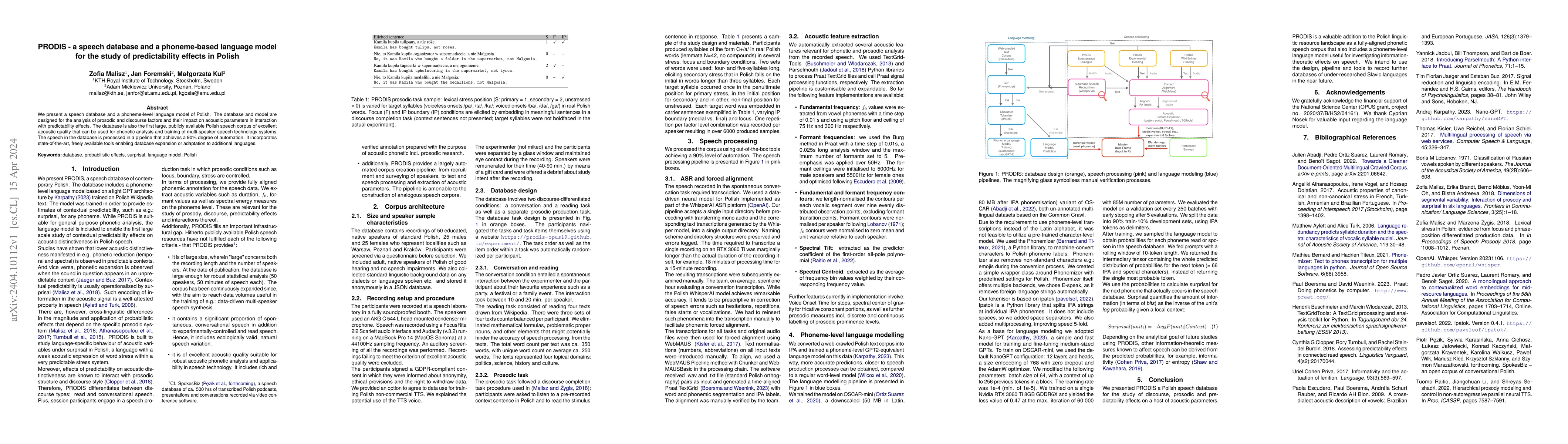 Thumbnail for PRODIS -- a speech database and a phoneme-based language model for the
  study of predictability effects in Polish