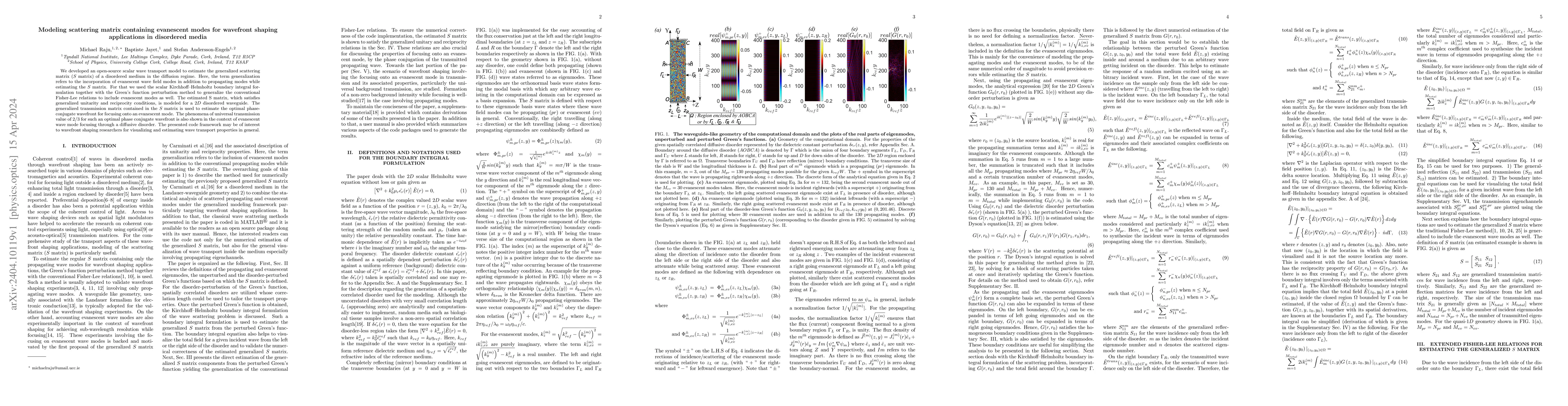 Thumbnail for Modeling scattering matrix containing evanescent modes for wavefront
  shaping applications in disordered media