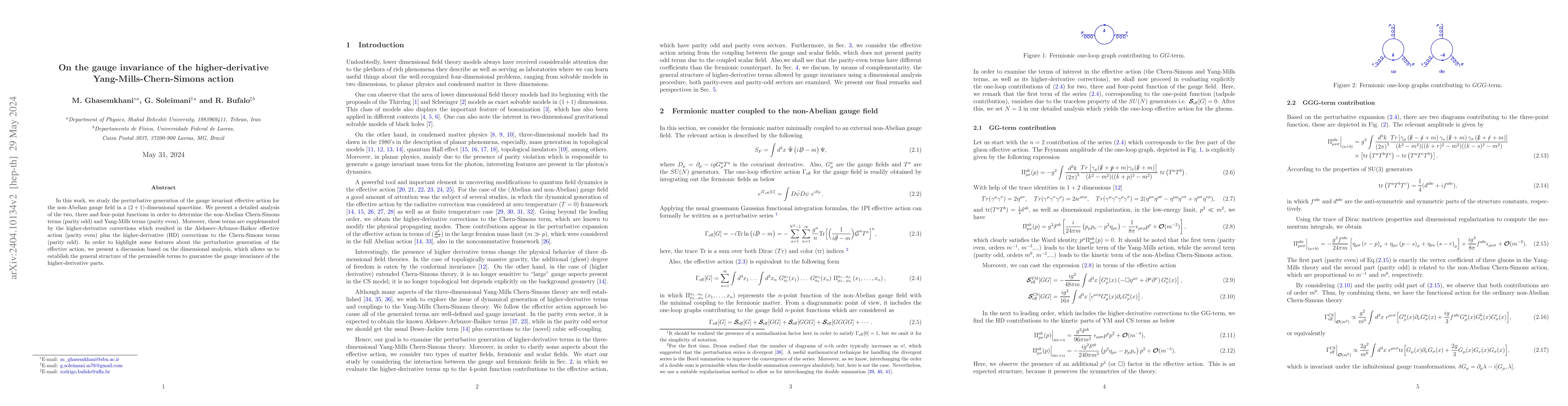 Thumbnail for On the gauge invariance of the higher-derivative Yang-Mills-Chern-Simons
  action