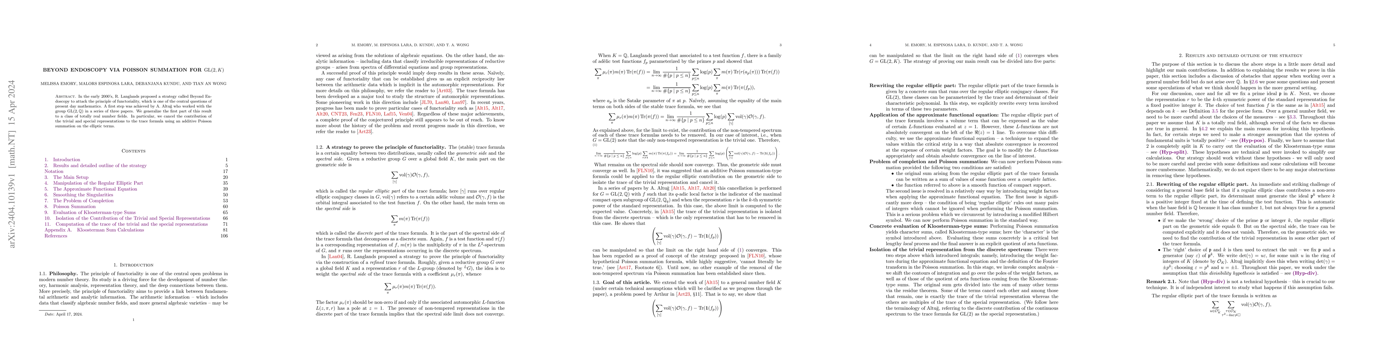 Thumbnail for Beyond Endoscopy via Poisson Summation for GL(2,K)