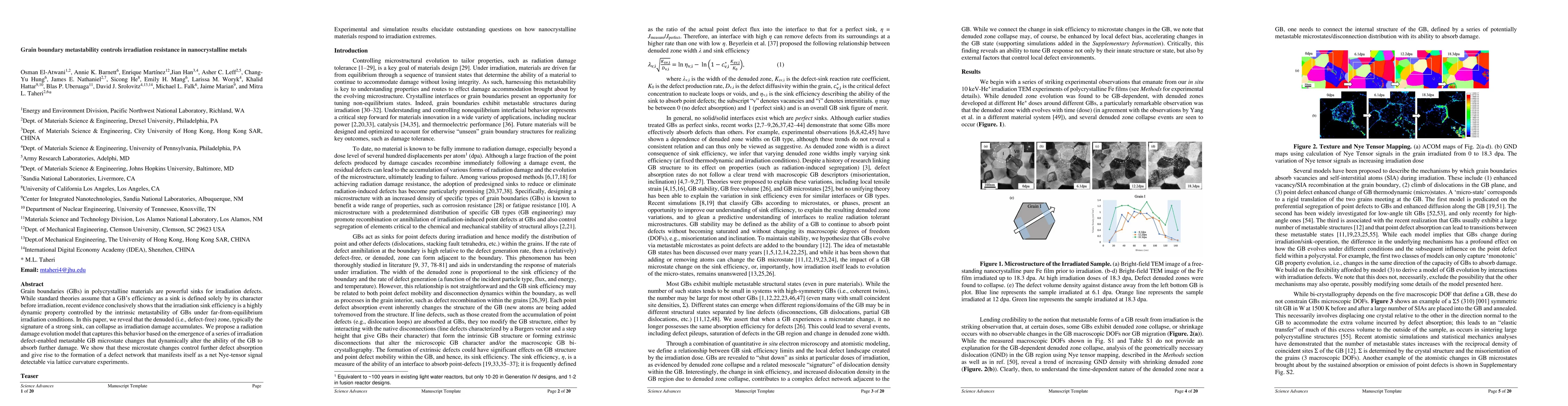 Thumbnail for Grain boundary metastability controls irradiation resistance in
  nanocrystalline metals