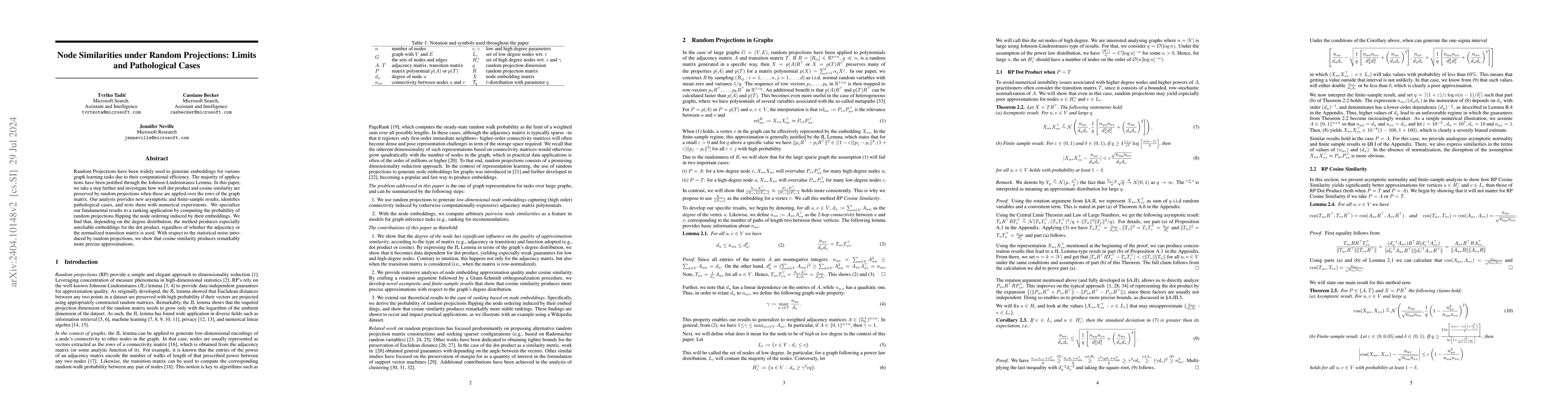 Thumbnail for Node Similarities under Random Projections: Limits and Pathological
  Cases