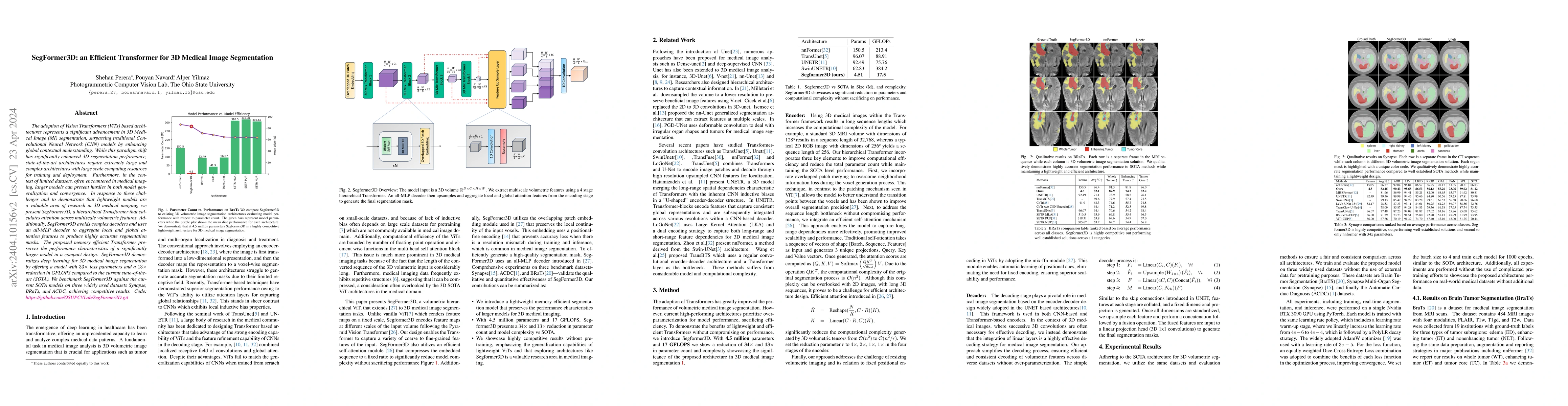 Thumbnail for SegFormer3D: an Efficient Transformer for 3D Medical Image Segmentation